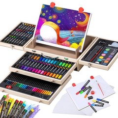 Art Supplies, Wooden Set Crafts Kit with Drawing 108 pieces, Natural
