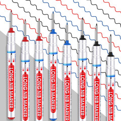12 Pcs Long Head Markers Long Nib Deep Hole Marker Pen Multi-Purpose Drill Hole