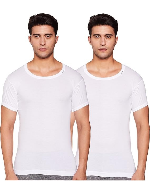 RUPA FRONTLINE Half Sleeves Round Neck Vest For Men 100% Cotton (Pack Of 2) FS