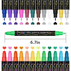 Betem 24 Colors Dual Tip Acrylic Paint Markers, 1 Count (Pack of 24), White