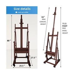 Falling in Art Extra Large H-Frame Studio Easel, Solid Beechwood Artist Easel…