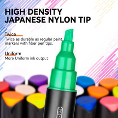 24 Colors Three Tips Acrylic Paint Markers, Fine Medium Chisel Tip Acrylic Paint