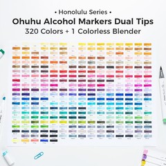 Ohuhu 320-color Double Tipped Alcohol Marker Set-Brush & Chisel-Refillable Ink