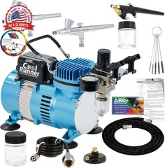 Airbrush Compressor Kit Gravity Siphon Feed Dual Action Single Action 3 Airbrush