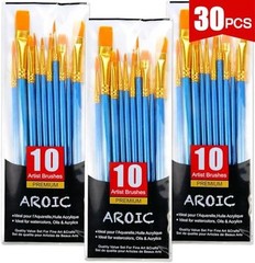 Paint Brush Set, 3 Pack 30 Pcs Acrylic Paint Brushes Artist Paint 30pcs Blue