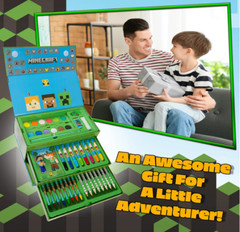 Minecraft Art Set For Kids, Coloring And Drawing Kit With Over 40 Art Supplies,