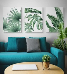 EAHunt Tropical Leaf Canvas Wall Art, Green Palm and Monstera Prints, Modern …