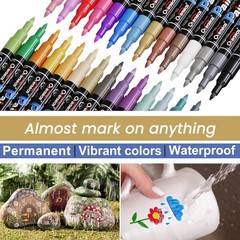 Overseas Yellow Acrylic Paint Pens 2 Pack, 0.7mm Extra Fine Tip Permanent Marker