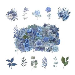 100 Pcs Flower Stickers, Wildflower Stickers for Scrapbooking Junk Journal Blue