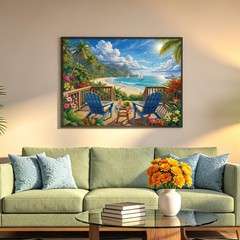 Paint by Numbers Kit for Adults Landscape, Summer Beach DIY Number Painting f…