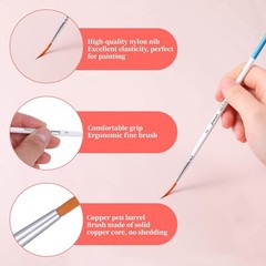 Professional Sable Liner Brushes Set of 6 for Acrylic Watercolor Oil Painting