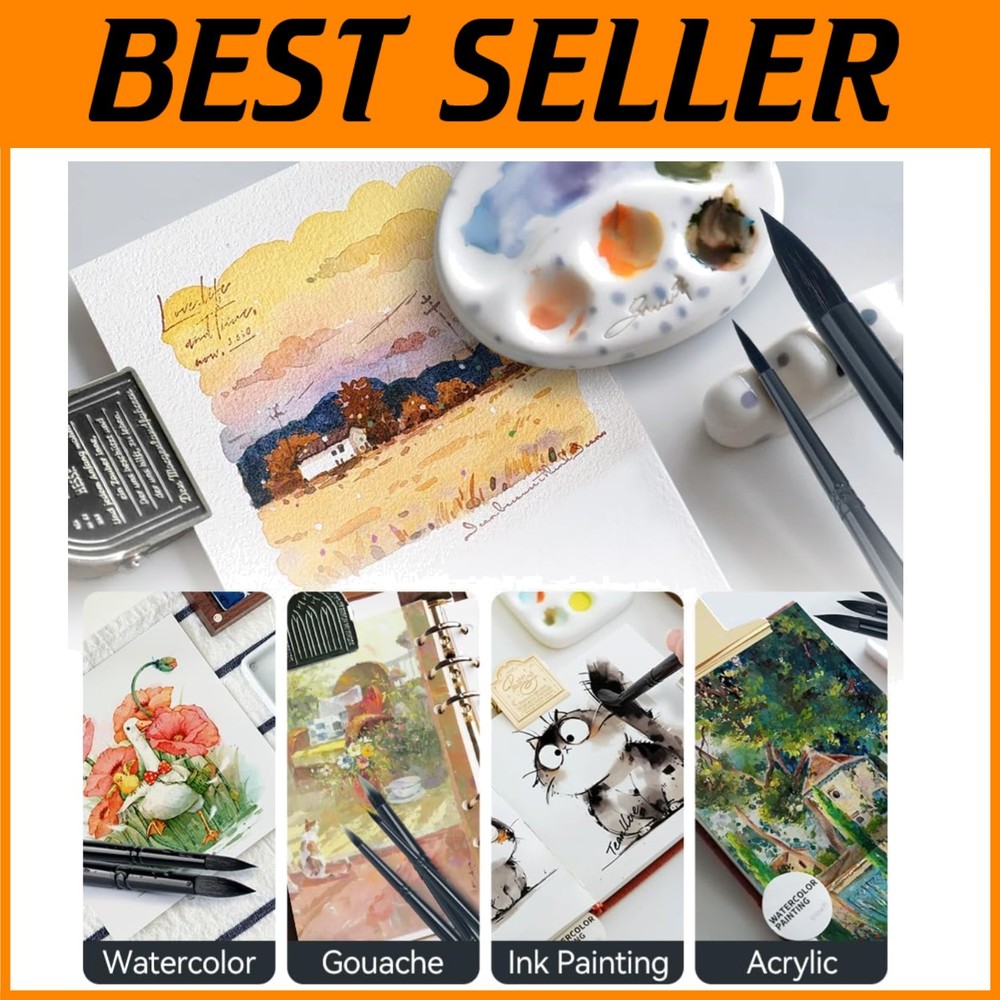 Black Round Watercolor Brush Collection