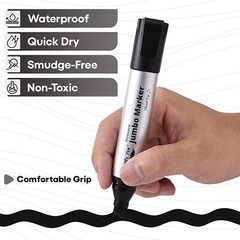 Jumbo Permanent Markers 4 Pack Chisel Tip Black – Thick Wide Tip Large Size