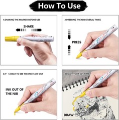 Black Paint Markers Pens – 6 Pack Medium Tip