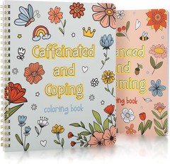 Beautiful Adult Coloring Book Set of 2 for Relaxation – Sassy blue-peach