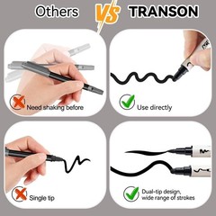 4 Black and 4 White Paint Pens Brush and Bold Dual-tip Acrylic Paint Marker S…
