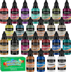 Airbrush Paint – 22 Colors with 2 Thinner Metallic Air Brush Paint Set, Ready to