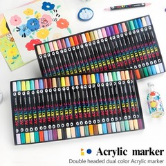 Acrylic Paint Markers Dual Tip Brush Pens for Rock Wood Glass Ceramic Fabric