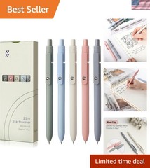 Fine Point Retractable Gel Pens – 5pcs Black Ink, Perfect for Doodles & Notes