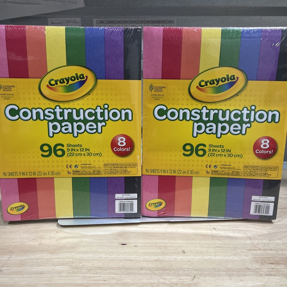 NEW! 2PK Crayola 96ct Construction Paper – 8 Colors Crafts Kids 192 Total Sheets