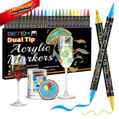 Betem Acrylic Paint Markers, Dual Tip 24 120 Count (Pack of 1), 24 Colors