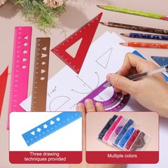 8 Pcs Geometry Drafting Tool, Math Tool Includes 20cm l Ruler, Sky Blue