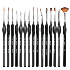 Detail Paint Brushes Set,15pcs Miniature Paint Brushes for Fine Detailing, Art
