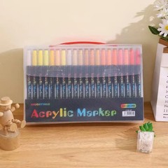 Professional Art Use 48-Color Acrylic Paint Markers Dual-Tip Fine and Brush Pens