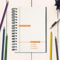 5.5 x 8.5 Sketch Book ，2 Pack 80-Sheets 68lb/100gsm，Double-Sided Hardbound