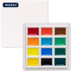 MEEDEN Ceramic Watercolor Palette with Cover, 12-Well White 12-well,