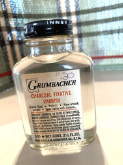 Grumbacher Charcoal Fixative Varnish Bottle No. 555 USA Artist Painting vintage