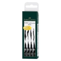 Faber Castell Pitt Artist Pens, Black India Ink, 4 Piece, Bold Points, 167139T
