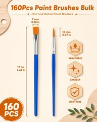 Small Paint Brushes Bulk, 160 Pcs Flat Tip Round Acrylic Paint Brushes for Ki…