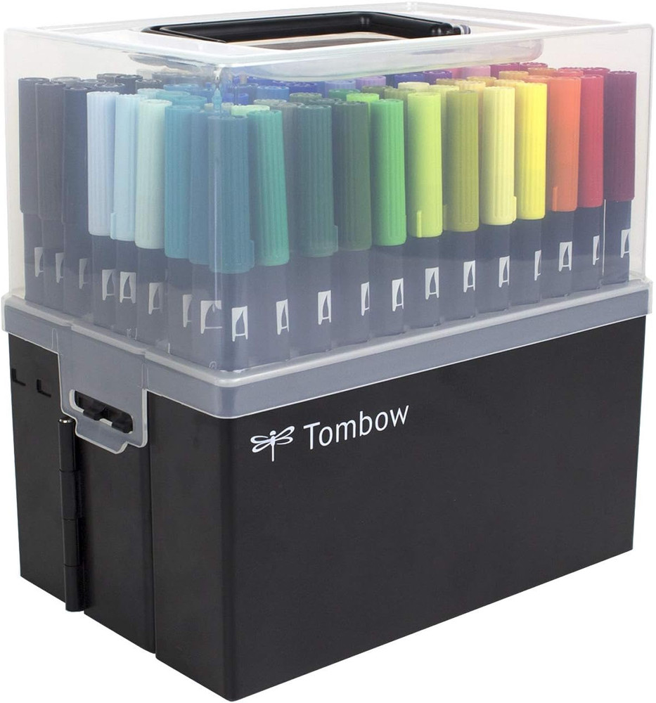 56179 Dual Brush Pen Art Markers, 108 Color Set with Marker Case. Blendable, Bru
