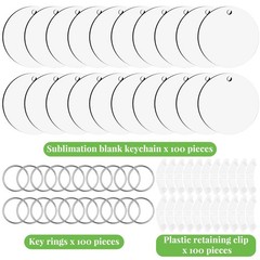 300 Pcs Sublimation Keychain Blanks Bulk Double Side Heat Transfer Sublimatio…