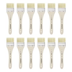 XDT#2806 Hake Artist Paint Brush 12 Piece Set #1.96, Hog Bristle Flat Brushes