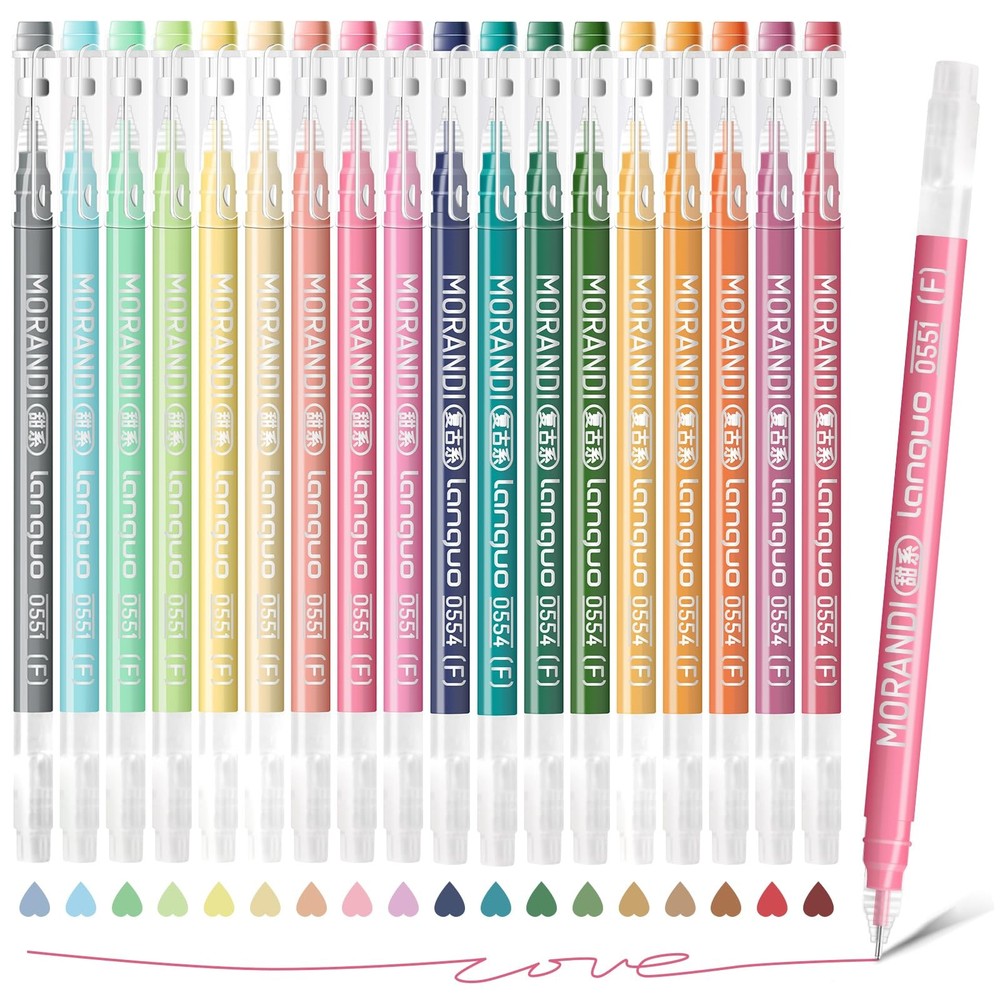 18 PCS Gel Colored Pens Black White Paper 0.6mm Fine Point Coloring Office