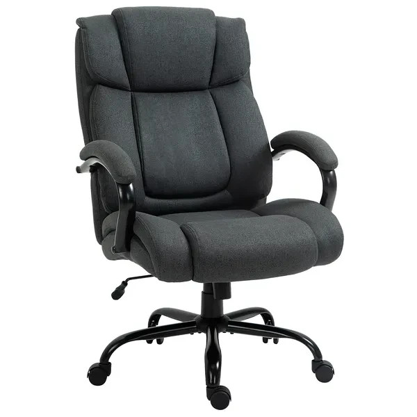 Big and Tall Office Chair, 484lbs Capacity, Wide Seat, Adjustable Height, Linen