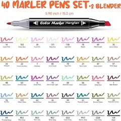 Art Markers, for Adult Coloring Books No Bleeding,40 Colors Dual Tip Alcohol Mar