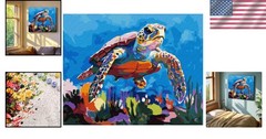 Complete Paint by Numbers Set – Sea Turtle Canvas 16x20inch for All Levels