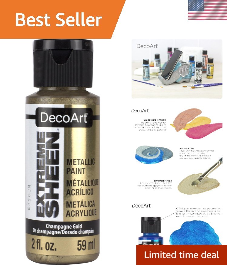 Ultimate 2 Fl Oz Champagne Gold Extreme Sheen Acrylic Paint – Reflective Finish