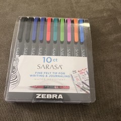 Zebra Sarasa Felt Tip Pens 10-Pack Fine Point Water Resistant for Journaling