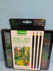 Crayola Signature Blend & Shade Colored Pencils 24 Assorted Colors Tin Case