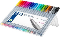 Triplus Fineliner Pens Set (20 Pack) – 20 Vibrant Colors, 0.3Mm Metal-Clad Tip,