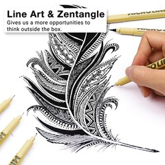 Fineliner Ink Pens Black Micro Fine Point Drawing 6 Assorted Nib Sketch