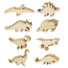 48 Pack Unfinished Wooden Dinosaur Animal Cutouts,Pterosauria,Tyrannosaurus