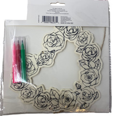 DIY Valentine’s Day Heart Rose Wreath Craft Kit Wood Markers Twine Decor