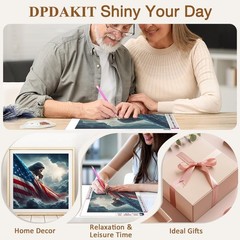 Jesus Christ Prayer Diamond Art Kits for Adults, Amercia Flag 5D Diamond Paintin