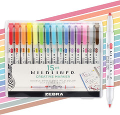 Mildliner Double-Ended Highlighter Set, Broad and Fine Point Tips, Ideal for Bib