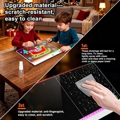 Led Drawing Board with 13 Light Effects, 17″ Rechargeable Glow Doodle LED Not…